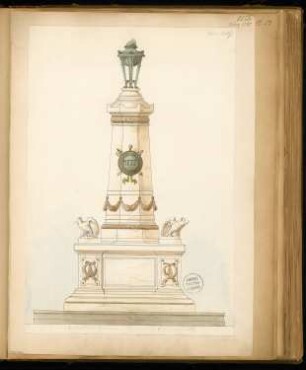 Gefallenendenkmal, Stendal Monatskonkurrenz März 1875: Aufriss Vorderansicht; Maßstabsleiste