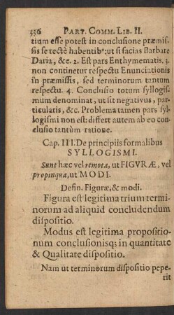 Cap. III. De principiis formalibus Syllogismi.