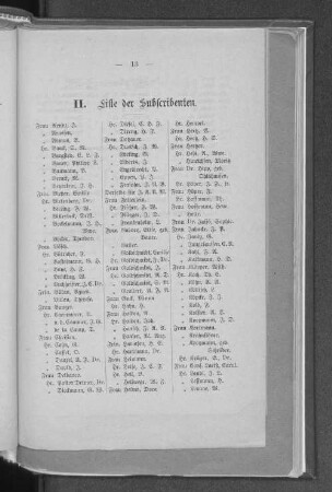 II. Liste der Subscribenten.
