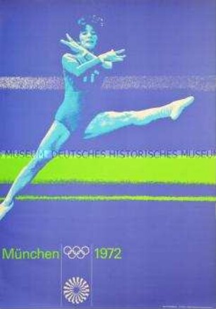 Veranstaltungsplakat zu den Olympischen Spielen in München 1972 (Motiv: Turnen)