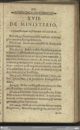 XVII. De Ministerio
