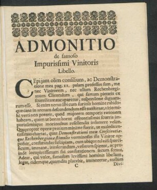 Admonitio de famoso ...