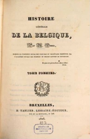 Histoire générale de la Belgique, 1
