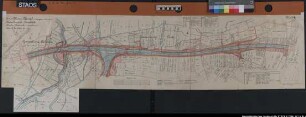 "Ems-Weser-Kanal. Kanalbauamt Osnabrück. Strecke Bramsche (Hauptkanal), um 1900 Bl. 4 = Von Stat. 35 - 64 + 50 (Gemarkung Achmer und Pente) Bl. 5 = Von Stat. 64 + 50 - 85 + 51,7 (Gemarkung Pente und Schleptrup) Beiderseits des Kanals breiter Flurstreifen, Straßen, Wasserläufe, Parzellen mit Besitzernamen. Blatt- und Parzellen-Zahlen nach den Gemarkungskarten. Ausf.-Art: Gisaldruch Herst.: Bogdan Gisevius Format: 33/44 x 136/100 cm Maßstab: 1 : 2500