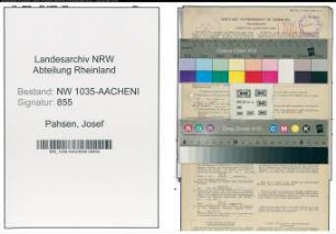 Entnazifizierung Josef Pahsen , geb. 22.02.1902 (Steiger)