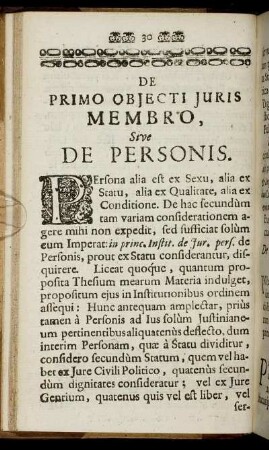 De Primo Objecti Juris Membro, Sive De Personis.