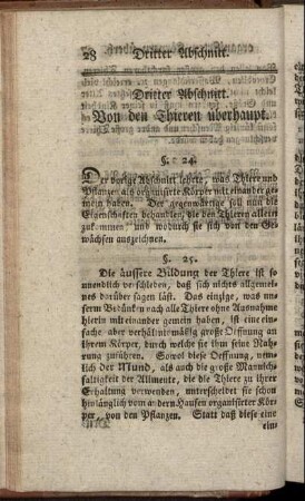 Dritter Abschnitt. Von den Thieren überhaupt