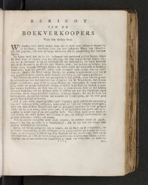 Bericht van de Boekverkoopers Voor den derden druk.