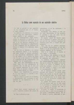 La Belleza como expresión de una aspiración colectiva