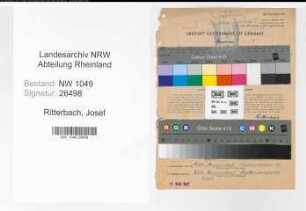 Entnazifizierung Josef Ritterbach , geb. 05.08.1890 (Bahnsekretaer)