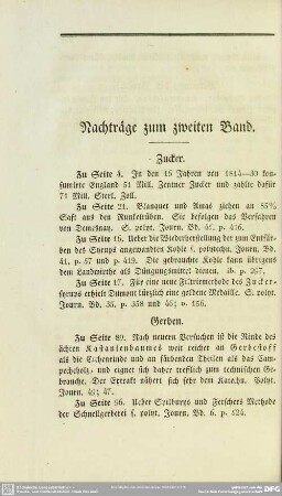 Nachträge zum zweiten Band