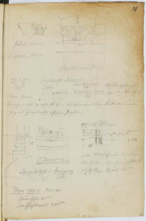 Santi Apostoli, Verona: Details (aus: Skizzen- und Fotoalbum 5)