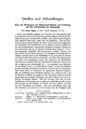 Über die Wirkungen der Philosophie Fichtes und Schellings auf die Entwicklung der Pädagogik