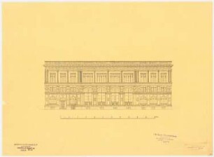 Börse, Breslau 2. Projekt: Aufriss der Straßenseite Graupenstraße, Maßstabsleiste