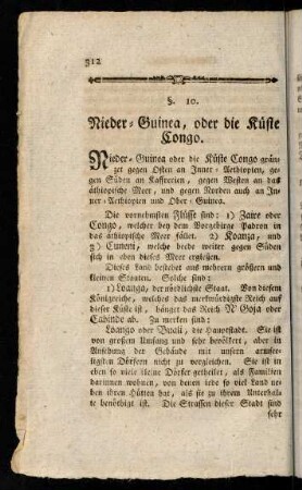 312-324, §. 10. Nieder-Guinea, oder die Küste Cong.; §. 11. Kassrerien.