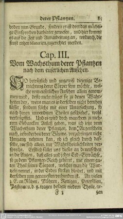 Cap. III. Vom Wachsthum derer Pflantzen nach dem euserlichen Ansehen
