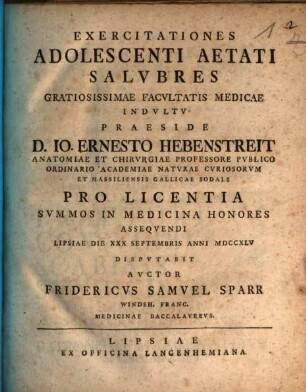 Exercitationes Adolescenti Aetati Salvbres