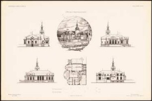 Offizier-Speisesaal: Perspektivische Ansicht, Ansichten, Grundriss (aus: Entwürfe von Mitgl. d. AVB, Neue Folge 1897/98)