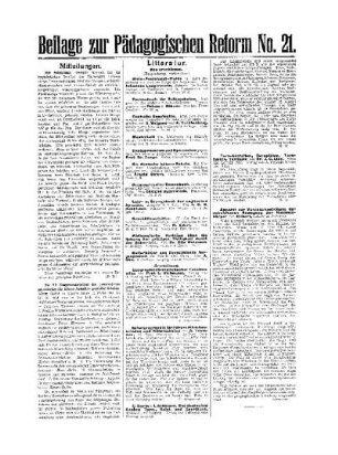 Mitteilungen : Beilage zur Pädagogischen Reform No. 21