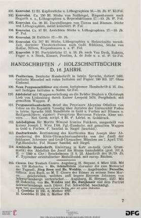 Handschriften, Holzschnittbücher des 16. Jahrhunderts (Nr. 108-121)