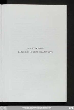 Quatrième Partie La Turquie, La Grèce Et La Minorité