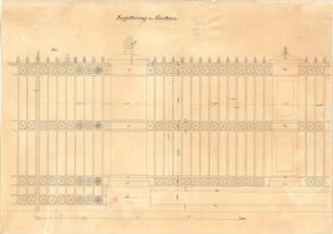 Gärtner, Friedrich von; Athen (Griechenland); Königliche Residenz (Athener Schloss) - Garten - Vergitterung (Aufriss)