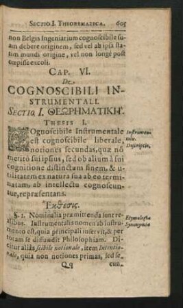 Cap. VI. De Cognoscibili Instrumentali.