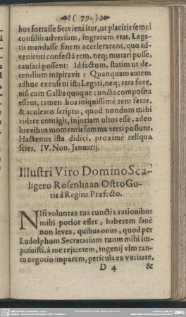 Illustri Viro Domino Scaligero Rosenhaan Ostro Gotis a Regina Praefecto