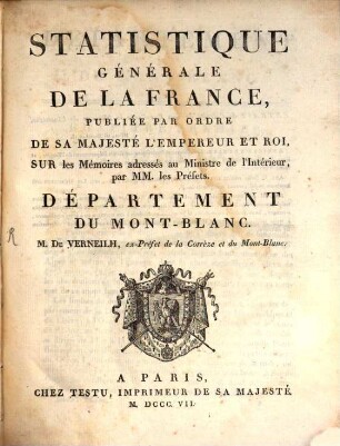 Statistique générale de la France : Depart. du Mont-Blanc