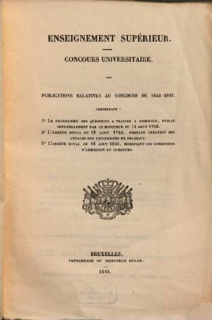 Enseignement supérieur : concours général. 1842/43 (1842)
