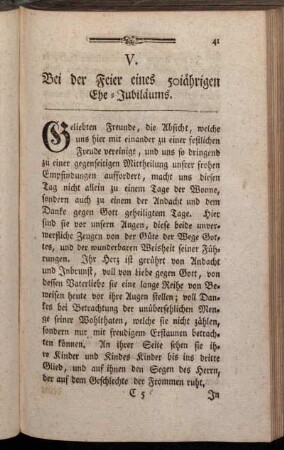 V. Bei der Feier eines 50jährigen Ehe-Jubiläums.
