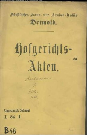 Barkhausen, Jobst Bernhard, Assessor gegen Witte zu Pottenhausen - Schuldforderung