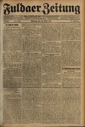 Erste Ausgabe vom Mittwoch, den 24. März 1915.