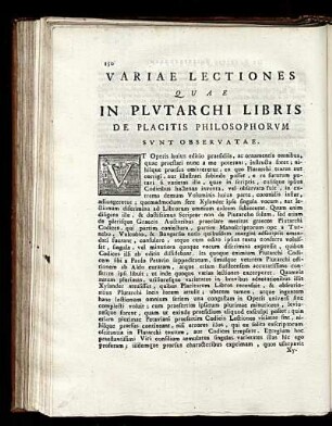 Variae Lectiones Quae in Plutarchi Libris de Placitis Philosophorum sunt Observatae.