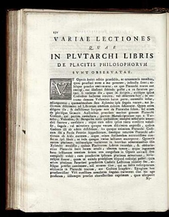 Variae Lectiones Quae in Plutarchi Libris de Placitis Philosophorum sunt Observatae.