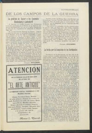 La gratitud de Kaiser a los generales Hindenburg y Ludendorff