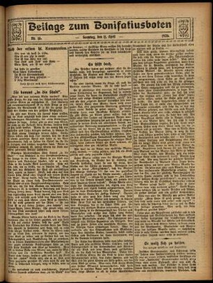 Zweite Ausgabe vom Sonntag, den 11. April 1926.