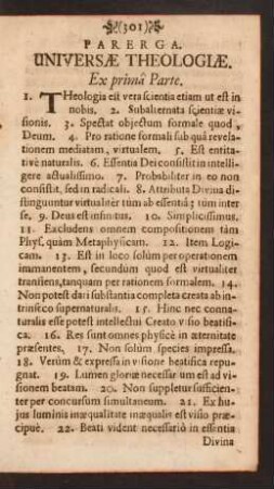 Parerga. Universae Theologiae.
