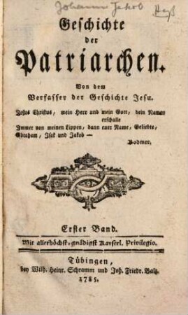 Geschichte der Patriarchen, 1