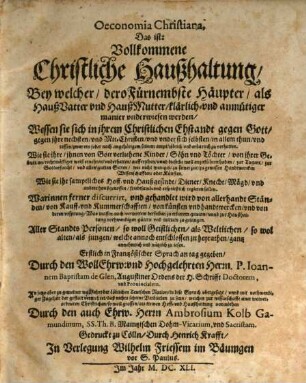 Christliche Haußhaltung