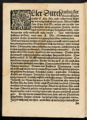 Aller Durchleuchtigster Grosmechtigster Keyser ...