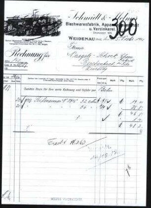 Firmenbriefkopf Schmidt & Melmer, Blechwarenfabrik, Apparatebauanstalt u. Verzinkerei