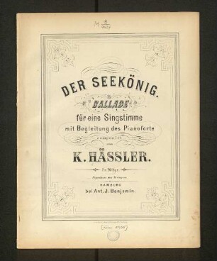 Der Seekönig : Ballade für eine Singstimme mit Begleitung des Pianoforte