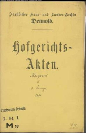 Marquard, Heinrich gegen Donopsche Agnaten zu Maspe und Borkhausen - Schuldforderung