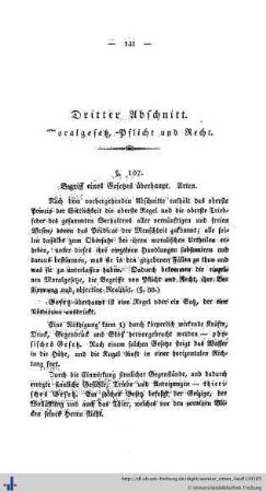 3. Abschnitt. Moralgesetze, Pflicht, Recht.