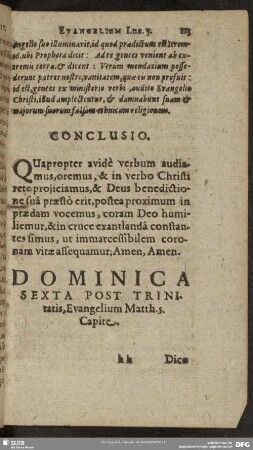 Dominica Sexta Post Trinitatis, Evangelium Matth. 5. Capite