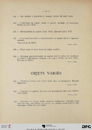 Objets variés (Nr. 190-202)