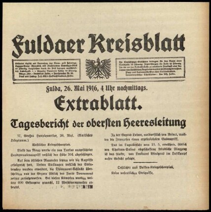 Ausgabe vom Freitag, den 26. Mai 1916.