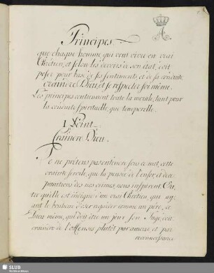 Principes, que chaque homme ... doit poser pour base de ses sentiments et sa conduite