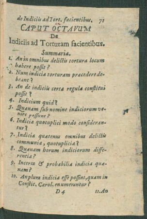 Caput Octavum De Indiciis ad Torturam facientibus.
